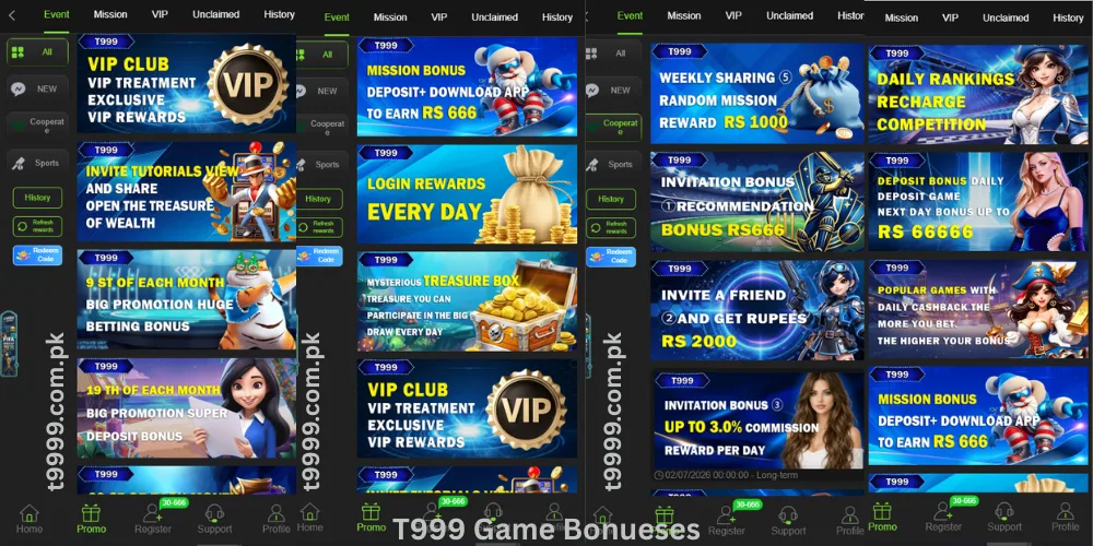 T999 Game Bonueses