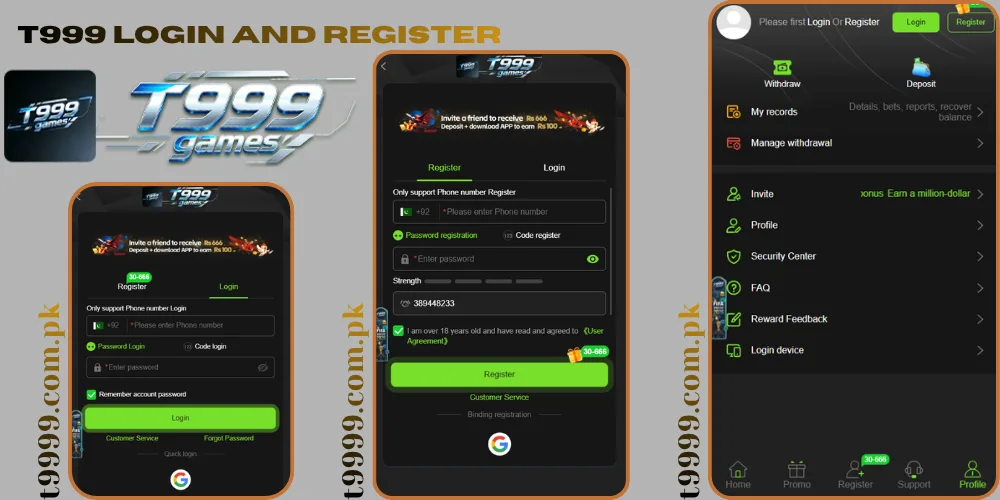 T999 Login And Register